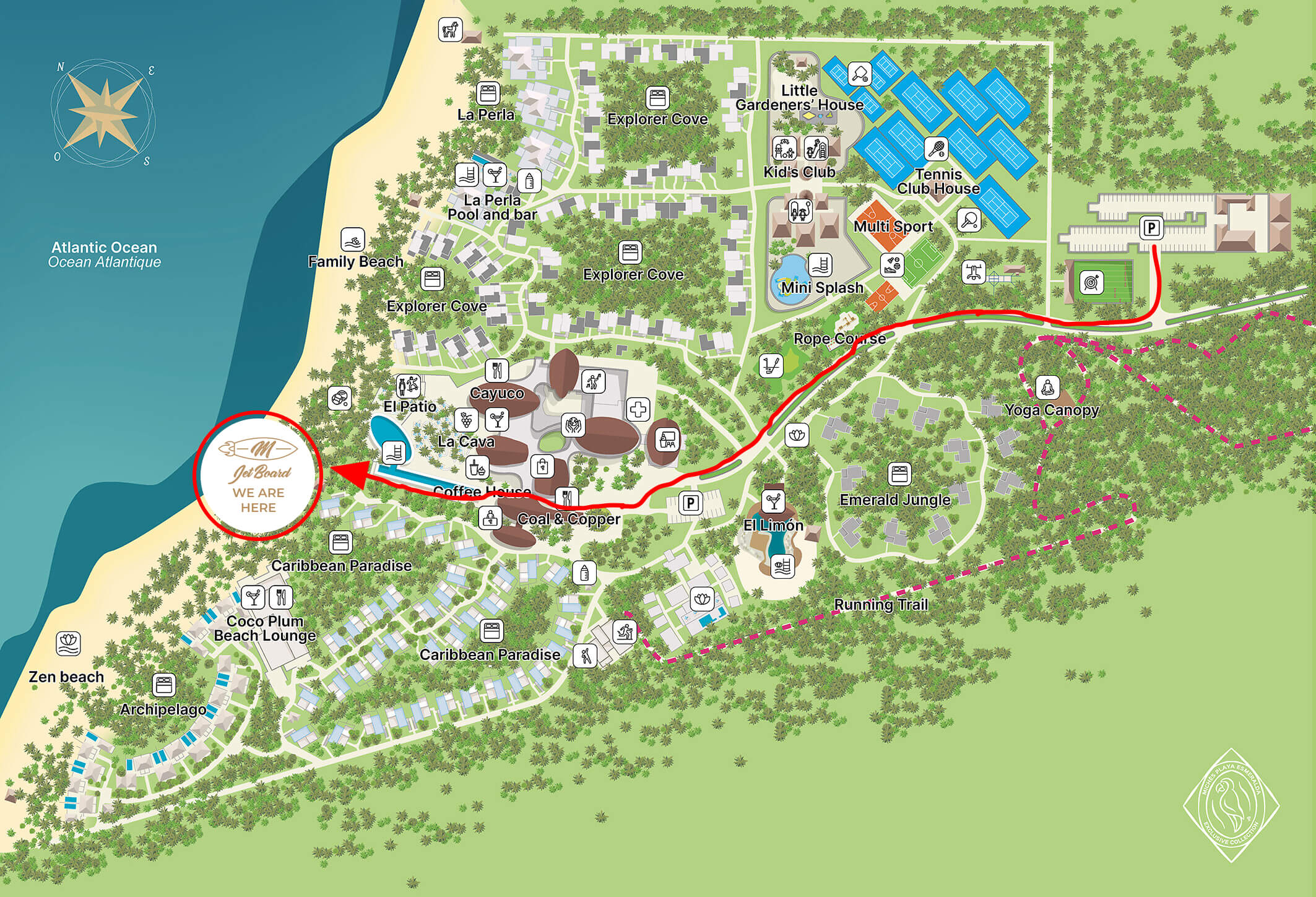 Map of the territory with the map of how to find MJetBoard jet board rentals